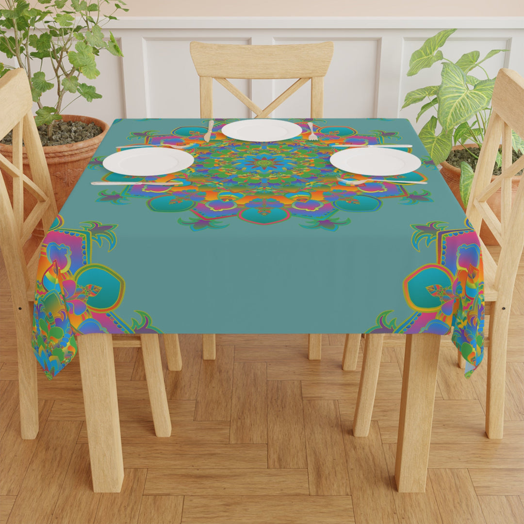 Sage Green Mandala Tablecloth - Intricate Design Home Decor - Blululi