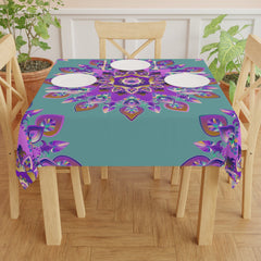 Sage Green Mandala Tablecloth - Intricate Design Home Decor - Blululi