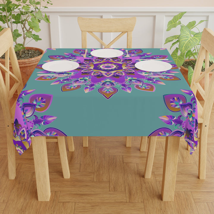 Sage Green Mandala Tablecloth - Intricate Design Home Decor - Blululi