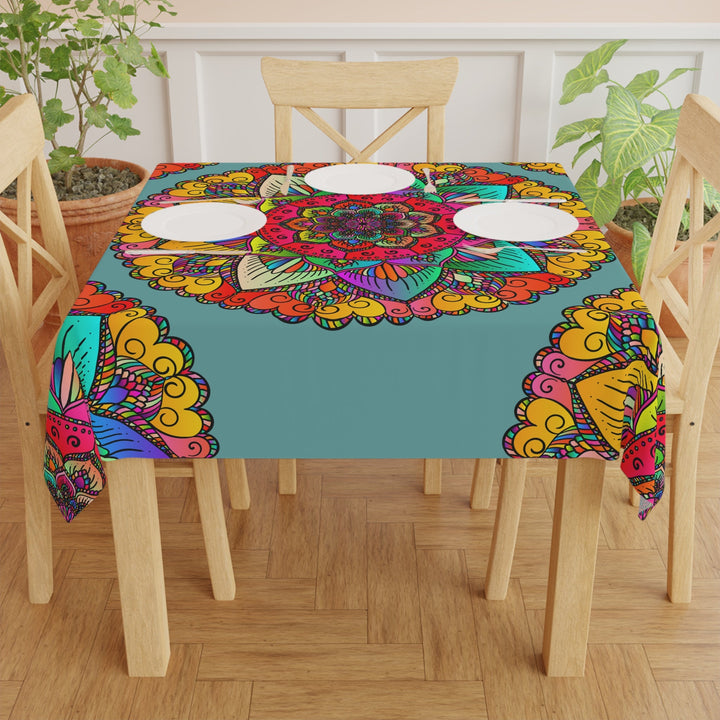 Sage Green Mandala Tablecloth - Intricate Design Home Decor - Blululi