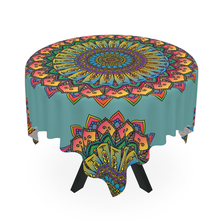 Sage Green Mandala Tablecloth - Intricate Design Home Decor - Blululi