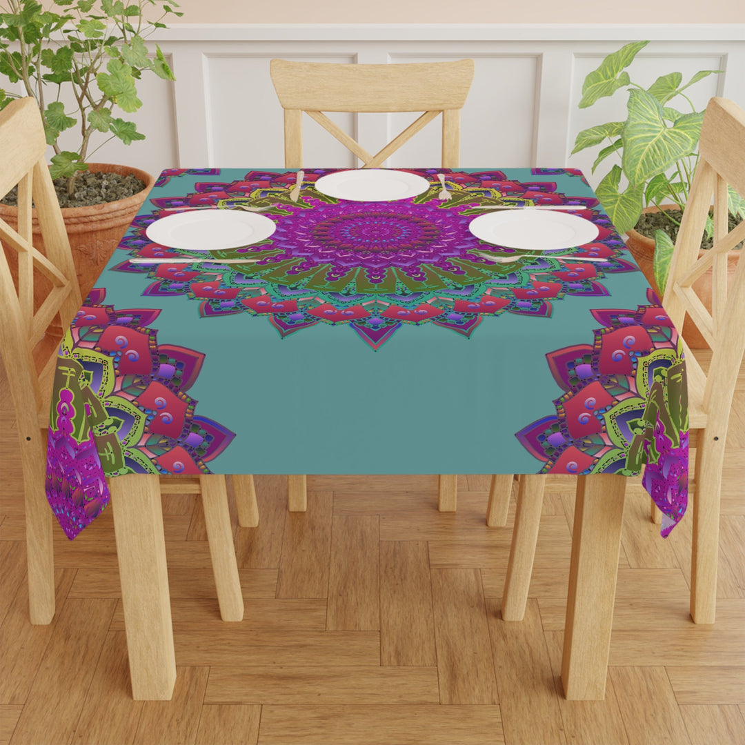 Sage Green Mandala Tablecloth - Intricate Design Home Decor - Blululi