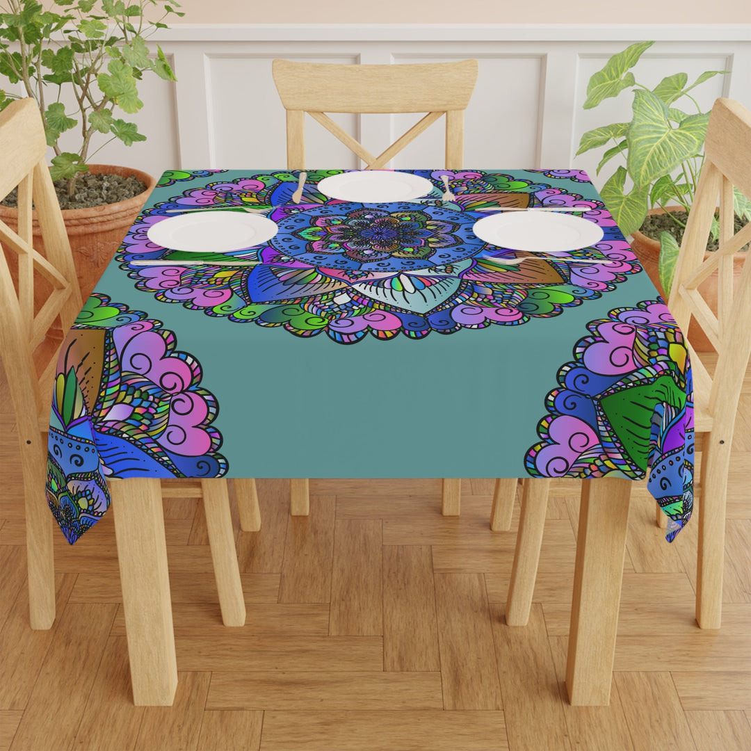 Sage Green Mandala Tablecloth - Intricate Design Home Decor - Blululi