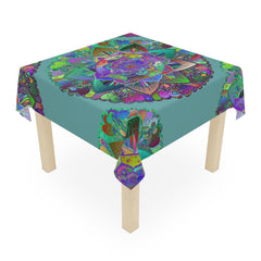 Sage Green Mandala Tablecloth - Intricate Floral Design Home Decor - Blululi