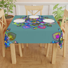 Sage Green Mandala Tablecloth - Intricate Floral Design Home Decor - Blululi
