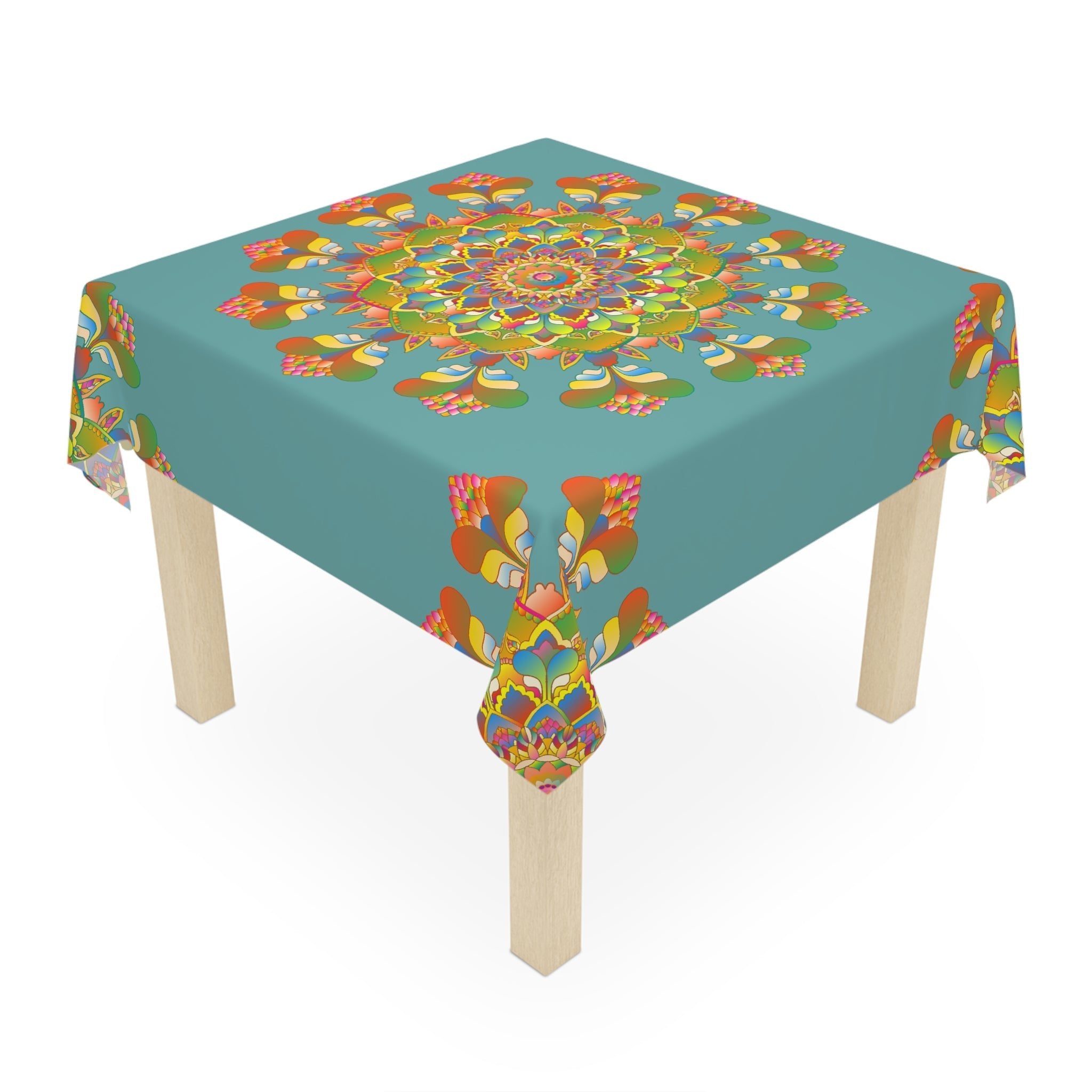 Sage Green Mandala Tablecloth - Rainbow Harmony Home Decor - Blululi