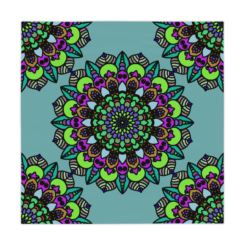 Sage Green Mandala Tablecloth - Vibrant Circular Design Home Decor - Blululi