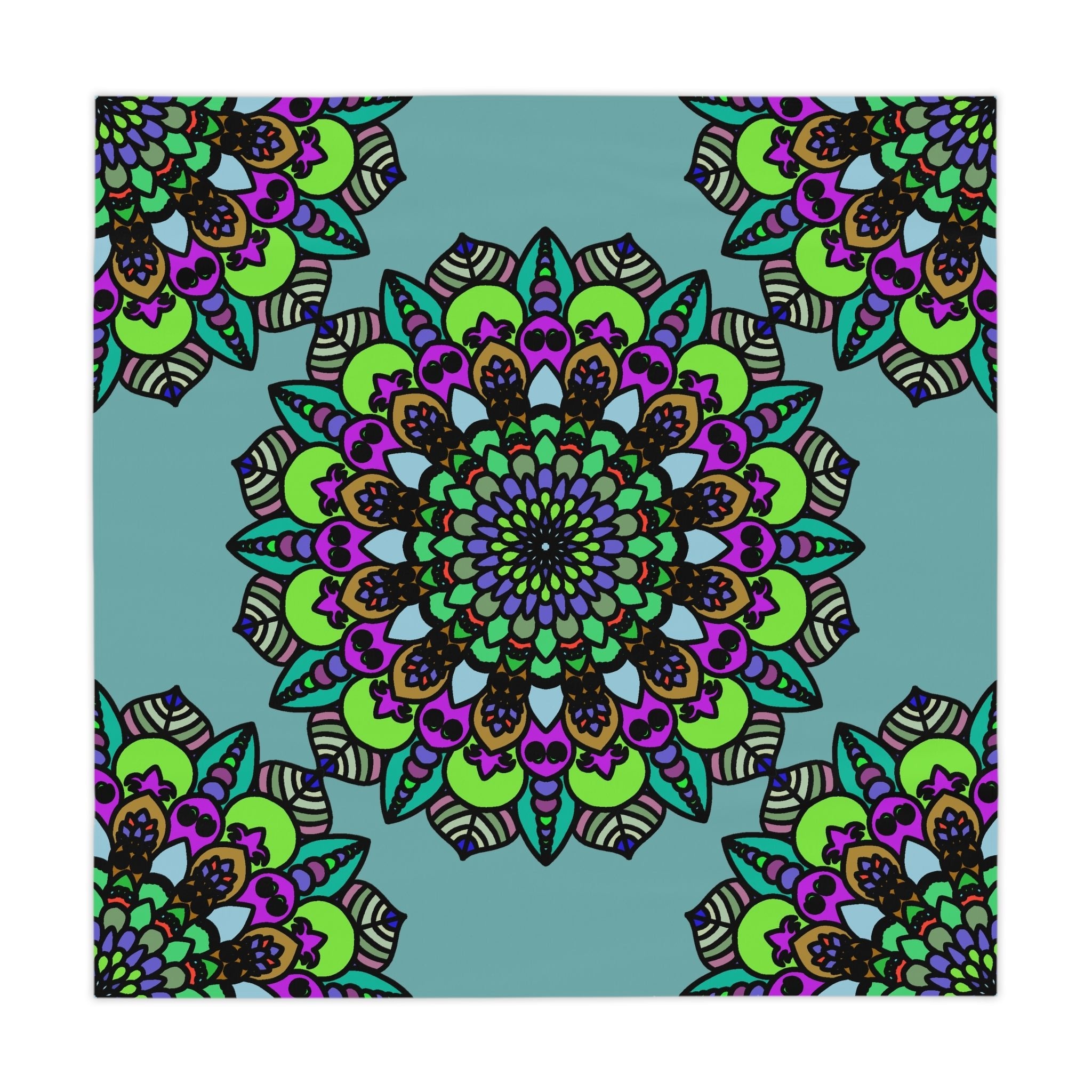 Sage Green Mandala Tablecloth - Vibrant Circular Design Home Decor - Blululi