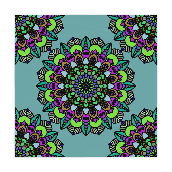 Sage Green Mandala Tablecloth - Vibrant Circular Design Home Decor - Blululi