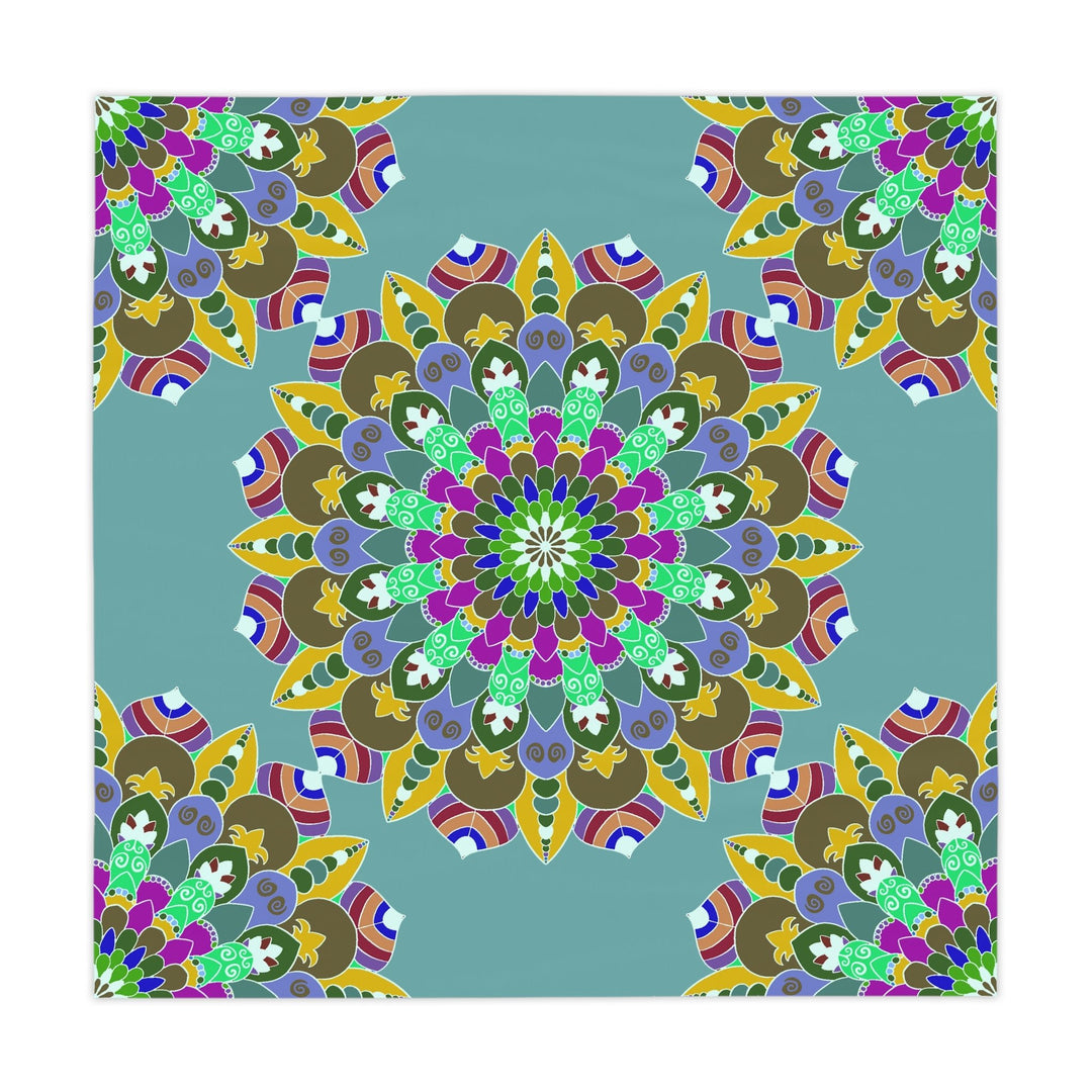 Sage Green Mandala Tablecloth - Vibrant Floral Design Home Decor - Blululi