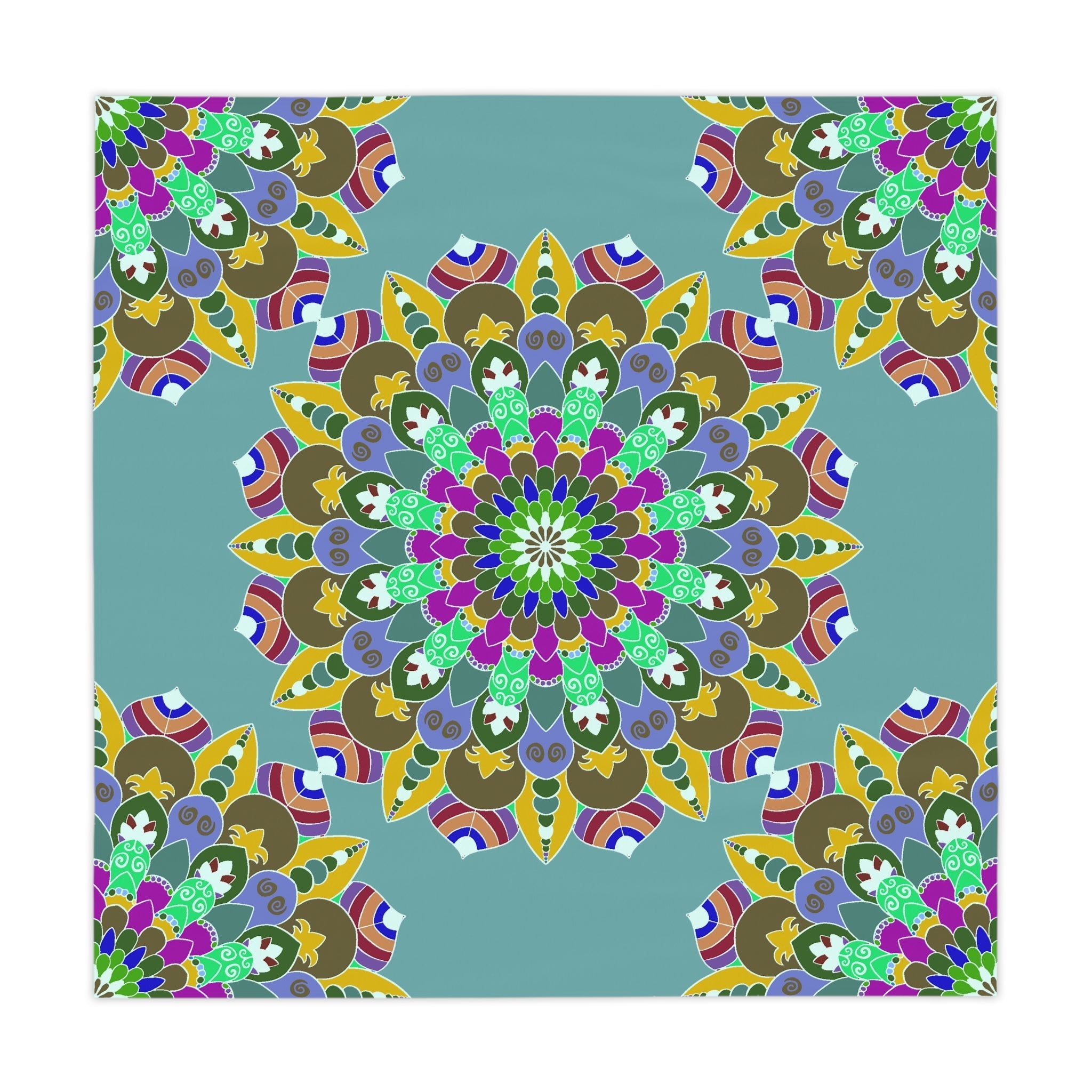 Sage Green Mandala Tablecloth - Vibrant Floral Design Home Decor - Blululi