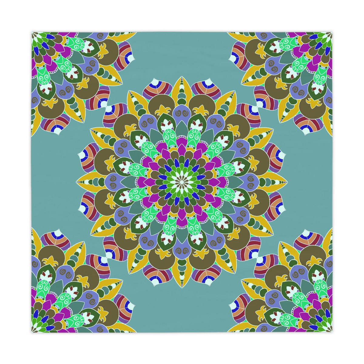 Sage Green Mandala Tablecloth - Vibrant Floral Design Home Decor - Blululi