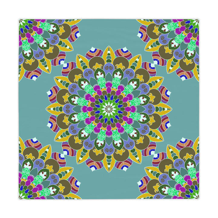 Sage Green Mandala Tablecloth - Vibrant Floral Design Home Decor - Blululi