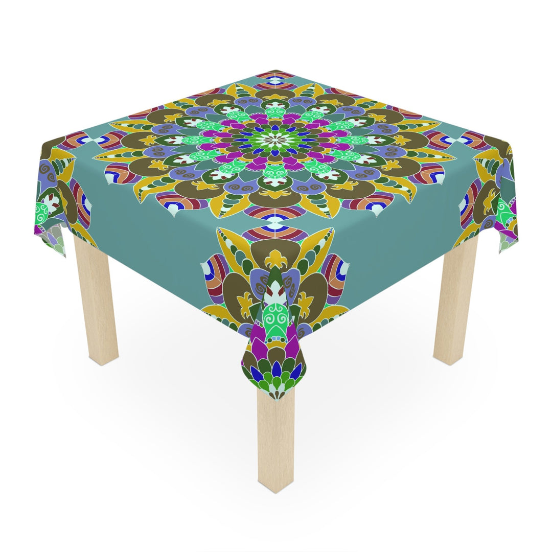 Sage Green Mandala Tablecloth - Vibrant Floral Design Home Decor - Blululi