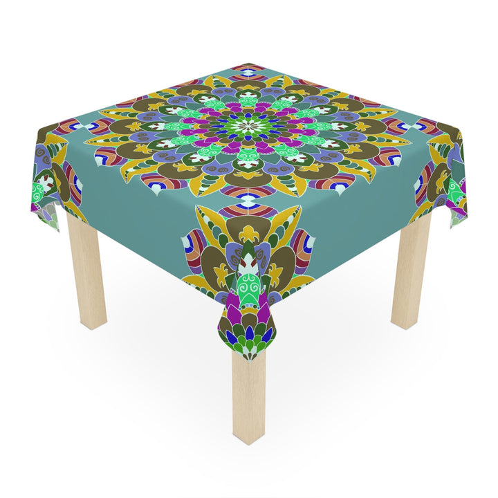 Sage Green Mandala Tablecloth - Vibrant Floral Design Home Decor - Blululi