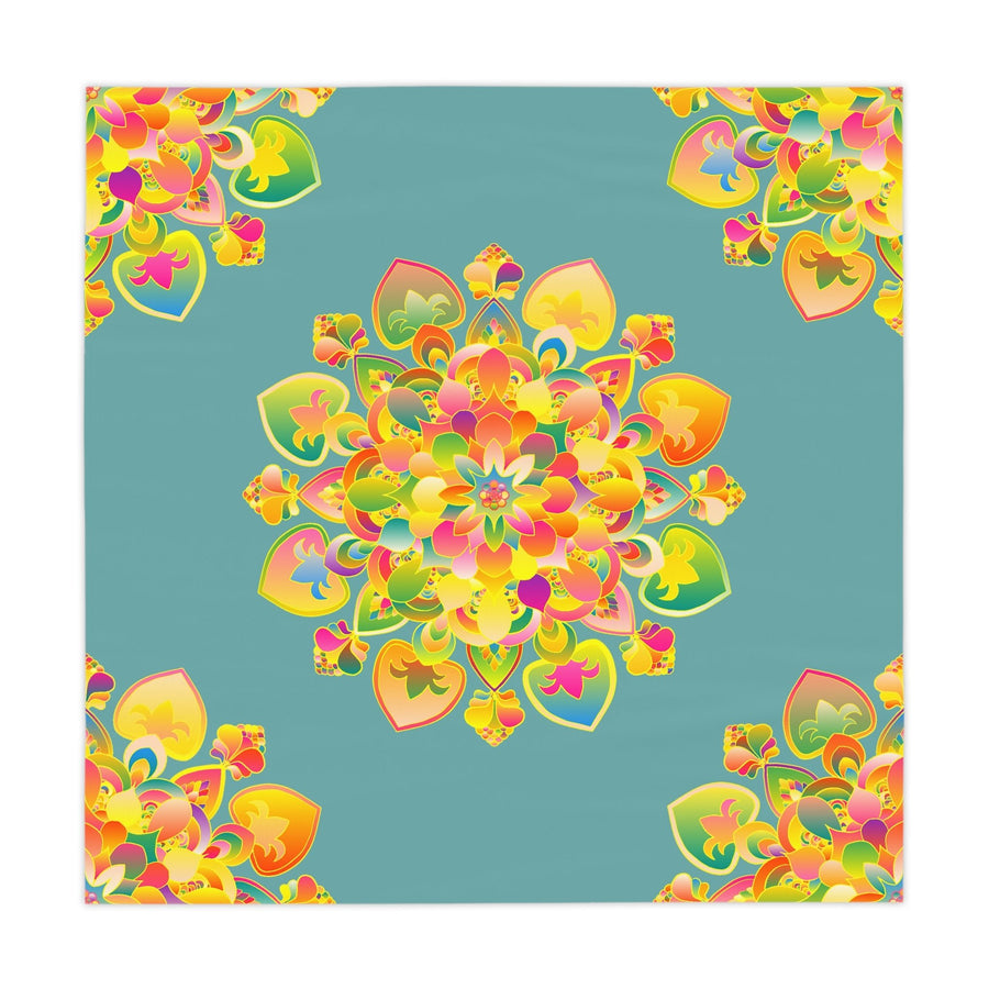 Sage Green Mandala Tablecloth - Vibrant & Intricate Home Decor - Blululi