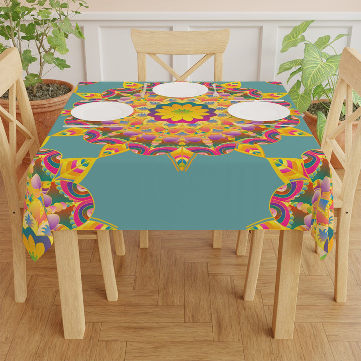 Sage Green Mandala Tablecloth - Vibrant & Intricate Home Decor - Blululi