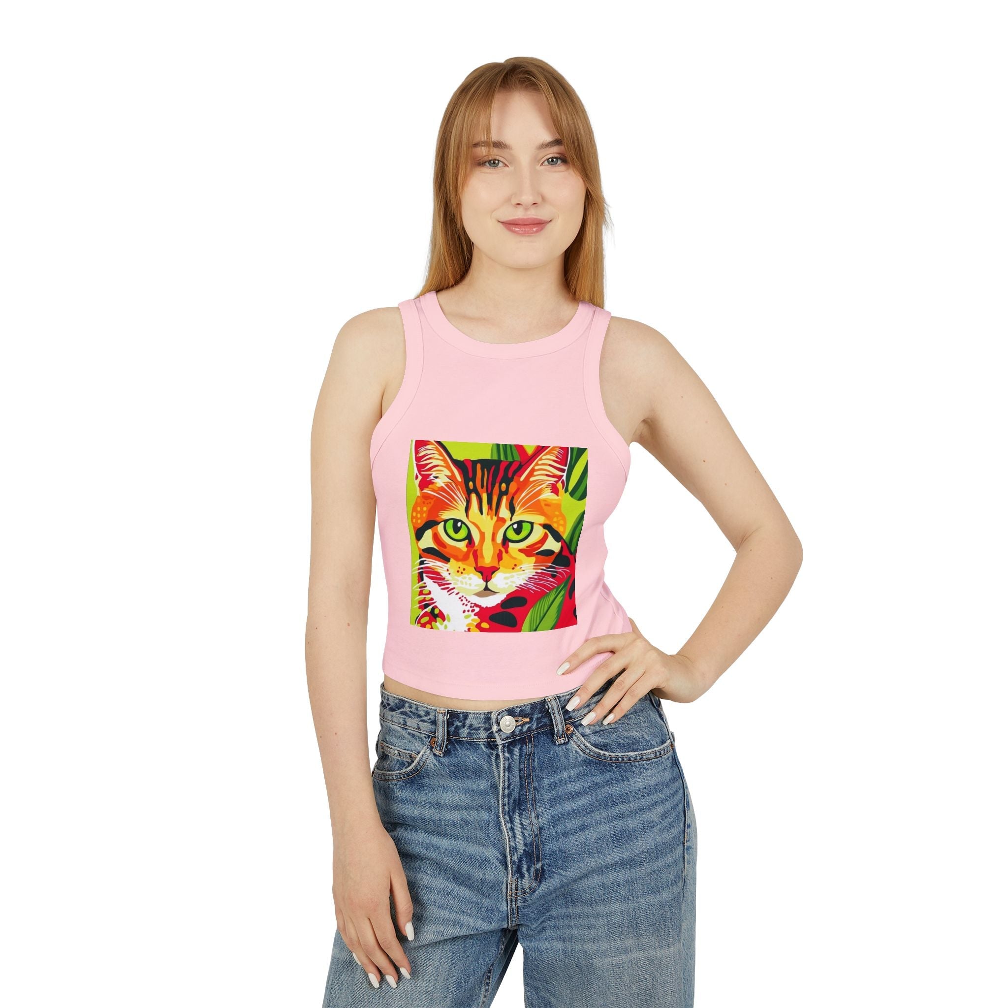 Savana Cat Tank Top - Colorful Stripe Design Tank Top - Blululi