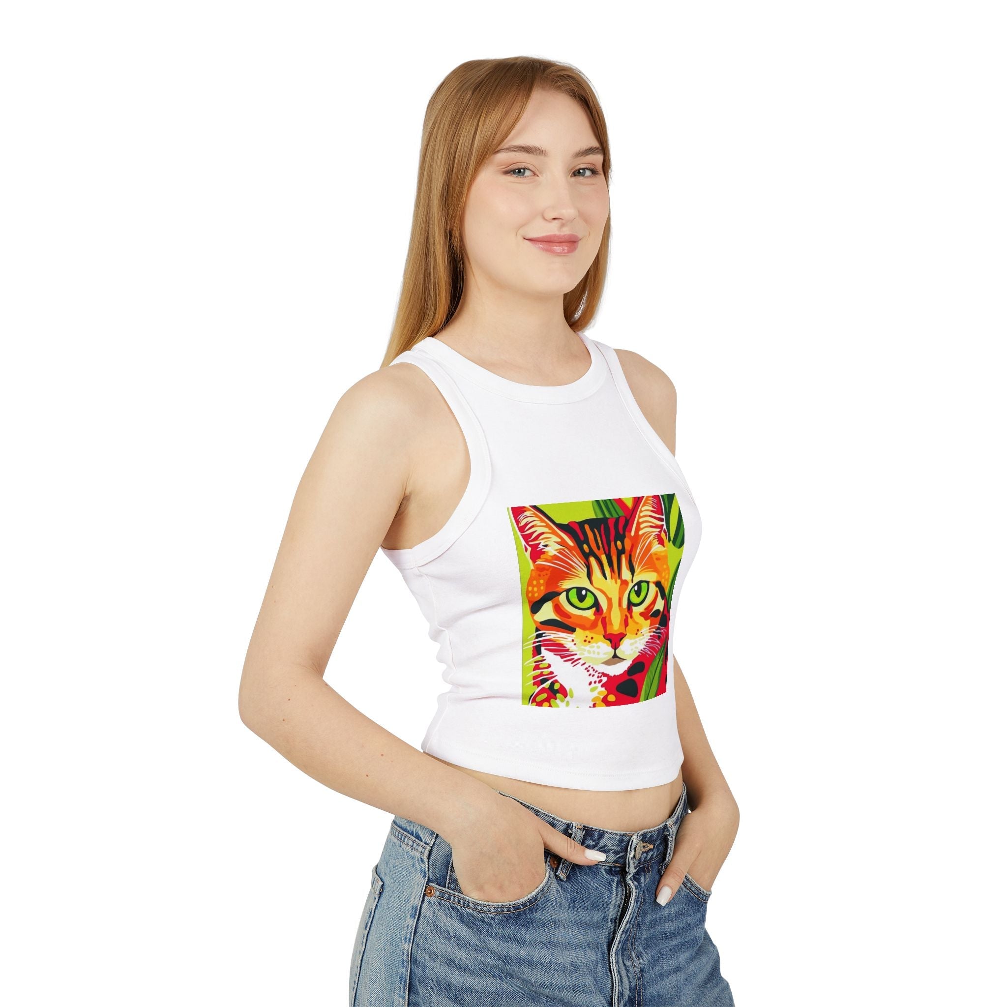 Savana Cat Tank Top - Colorful Stripe Design Tank Top - Blululi