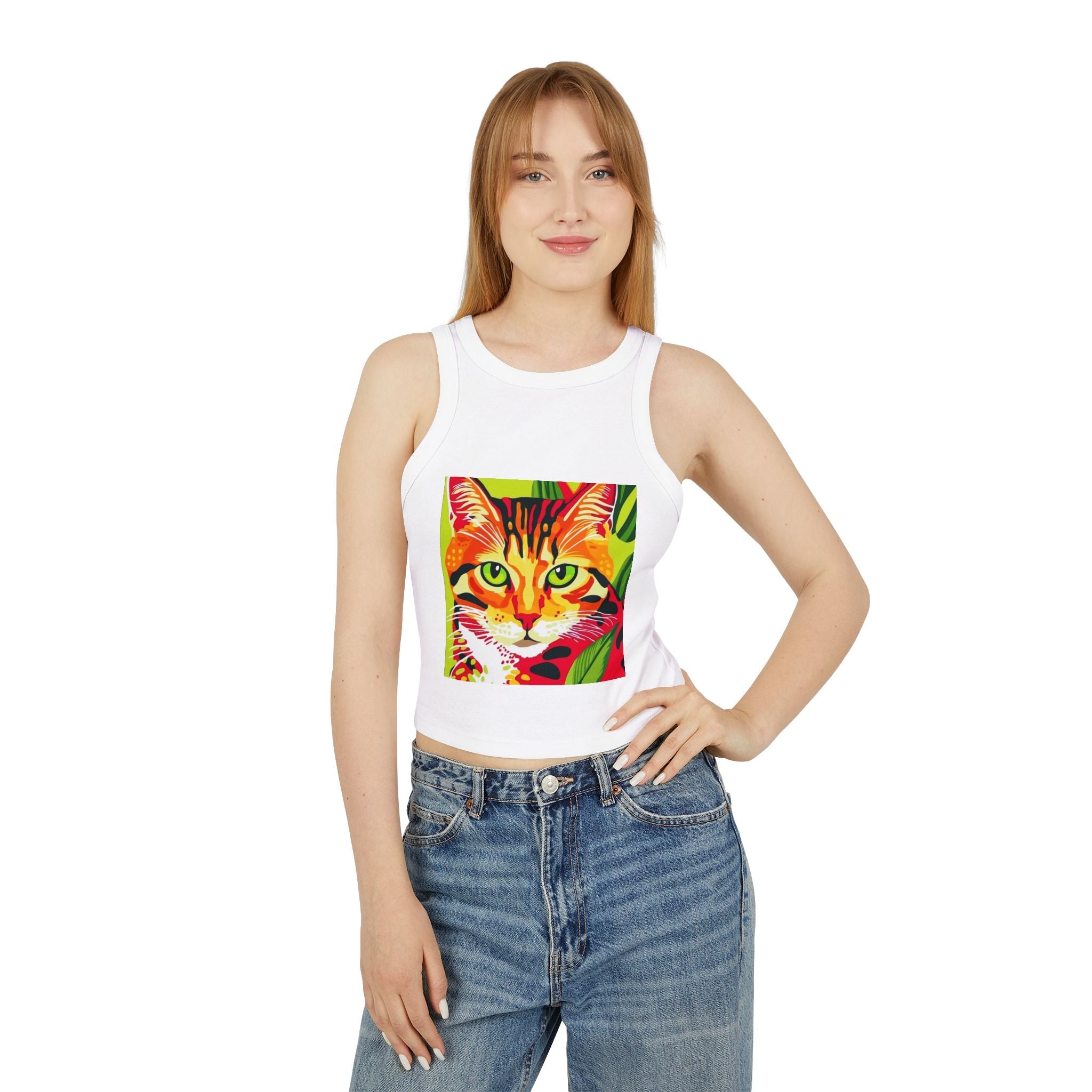 Savana Cat Tank Top - Colorful Stripe Design Tank Top - Blululi