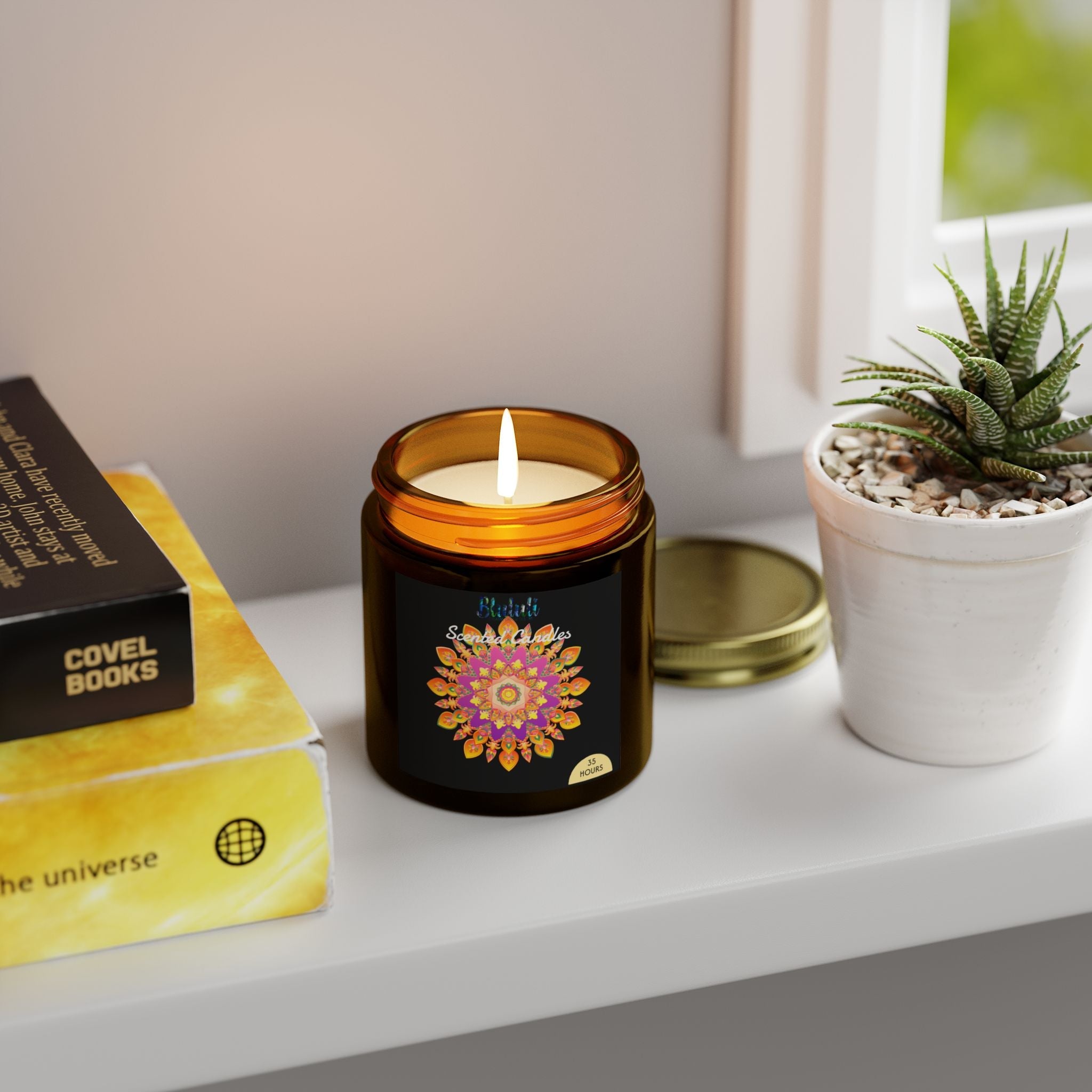 Scented Candles - Mandala Hand Drawn Design, Coconut Apricot Wax (4oz, 9oz) Home Decor - Blululi