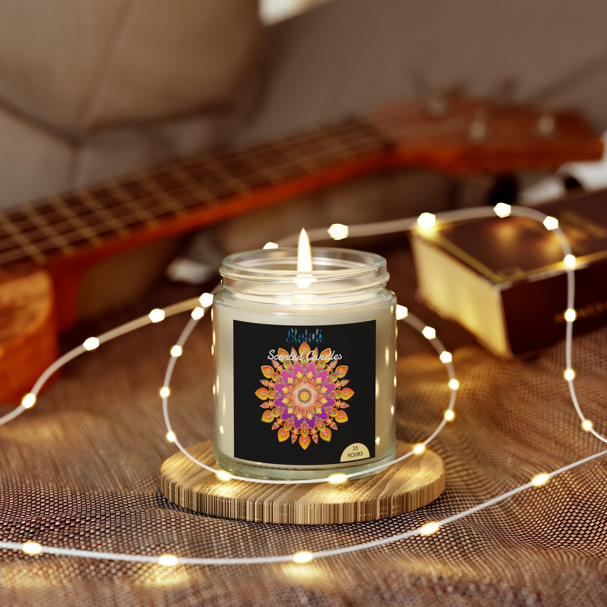 Scented Candles - Mandala Hand Drawn Design, Coconut Apricot Wax (4oz, 9oz) Home Decor - Blululi