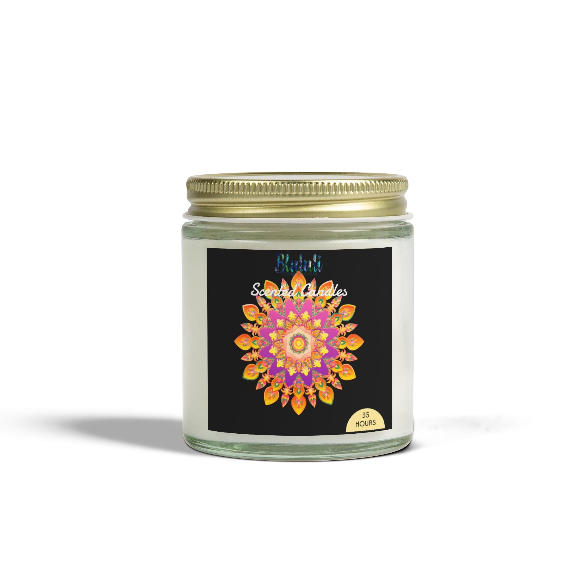 Scented Candles - Mandala Hand Drawn Design, Coconut Apricot Wax (4oz, 9oz) Home Decor - Blululi