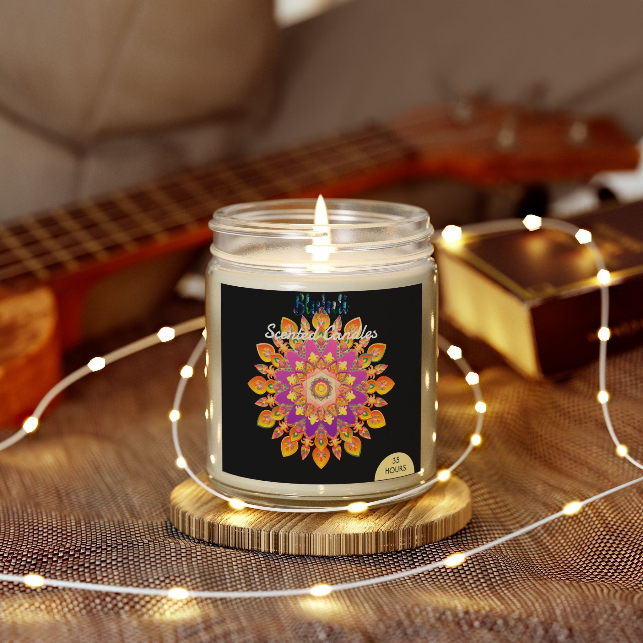 Scented Candles - Mandala Hand Drawn Design, Coconut Apricot Wax (4oz, 9oz) Home Decor - Blululi