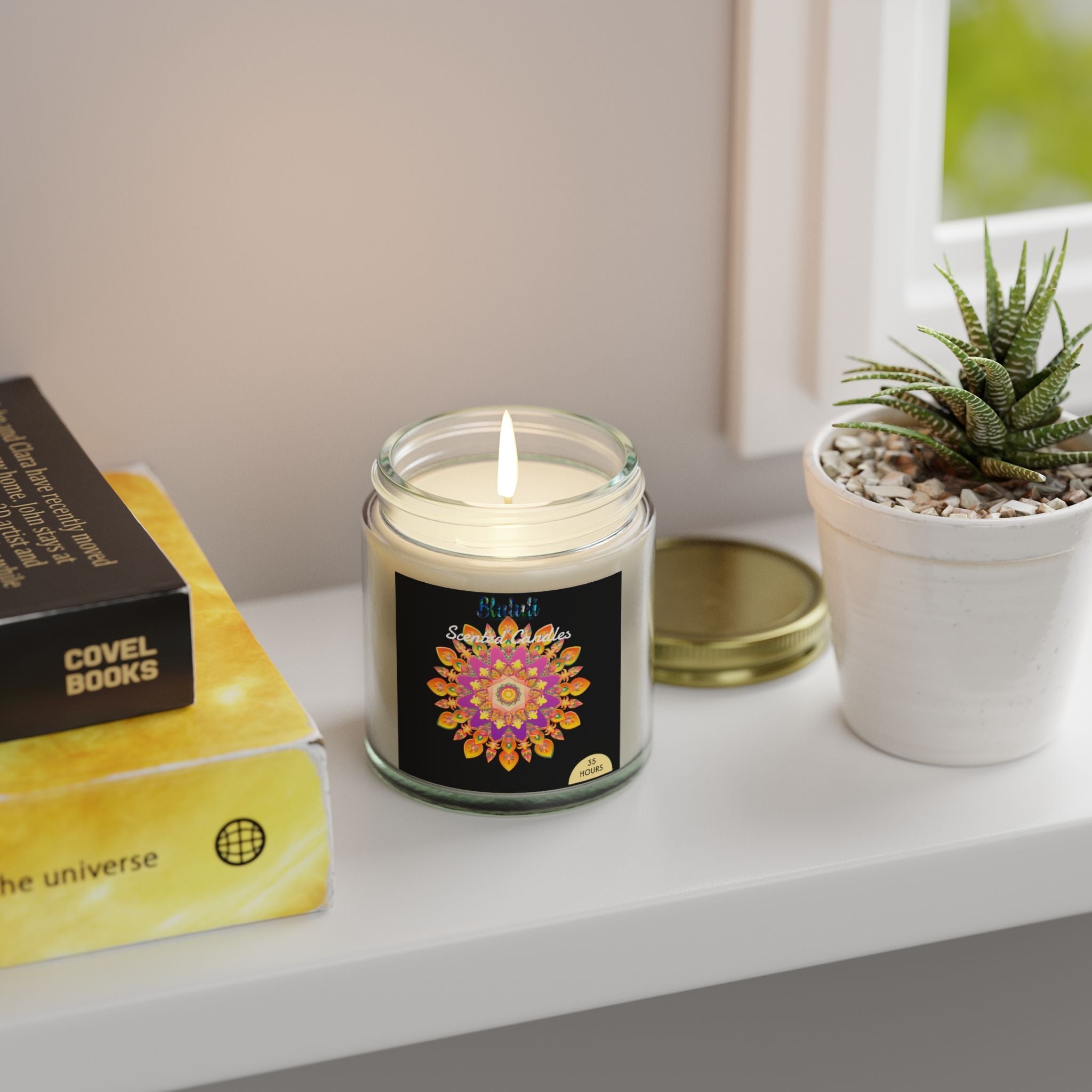 Scented Candles - Mandala Hand Drawn Design, Coconut Apricot Wax (4oz, 9oz) Home Decor - Blululi