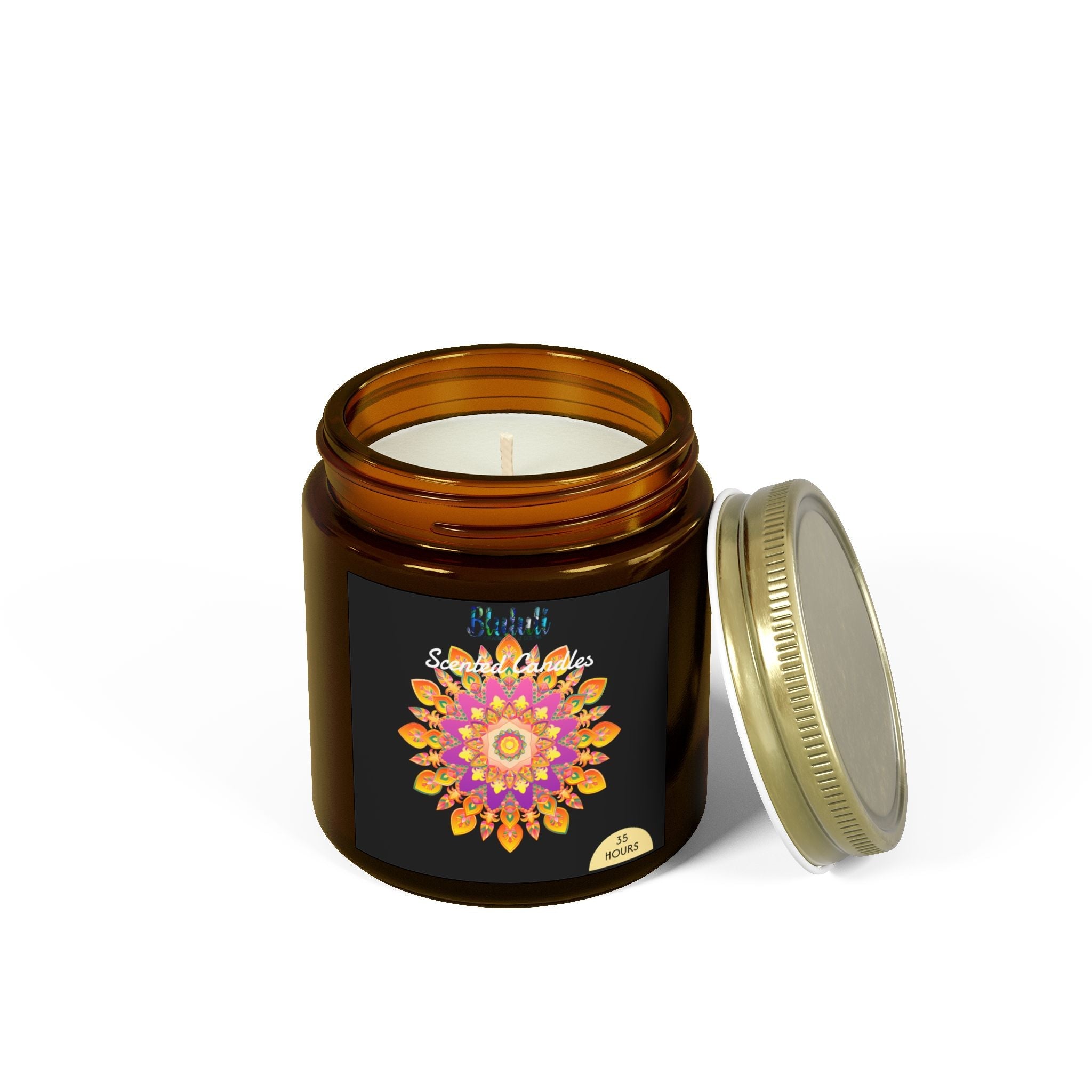 Scented Candles - Mandala Hand Drawn Design, Coconut Apricot Wax (4oz, 9oz) Home Decor - Blululi