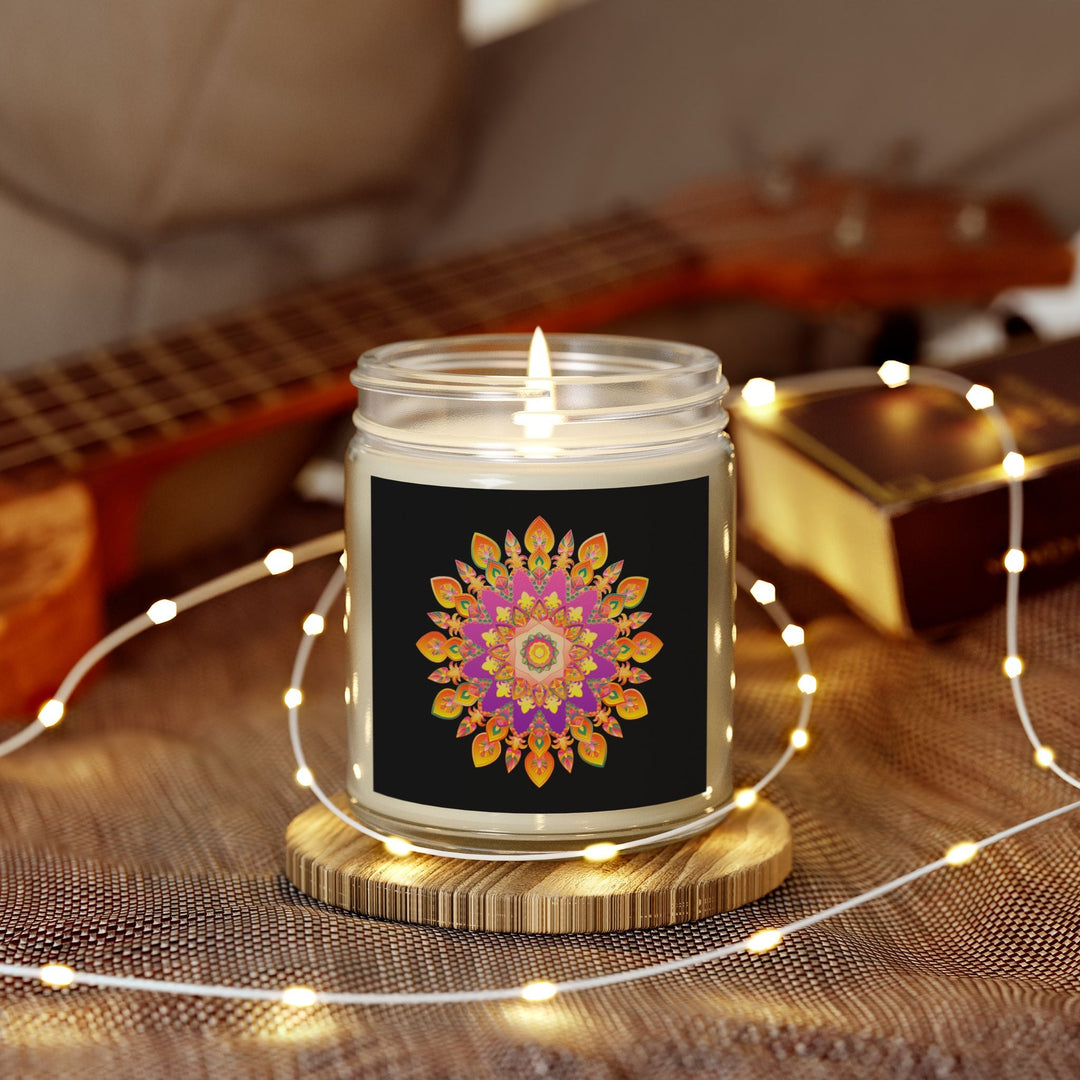 Scented Candles - Mandala Hand Drawn Design, Coconut Apricot Wax (4oz, 9oz) Home Decor - Blululi