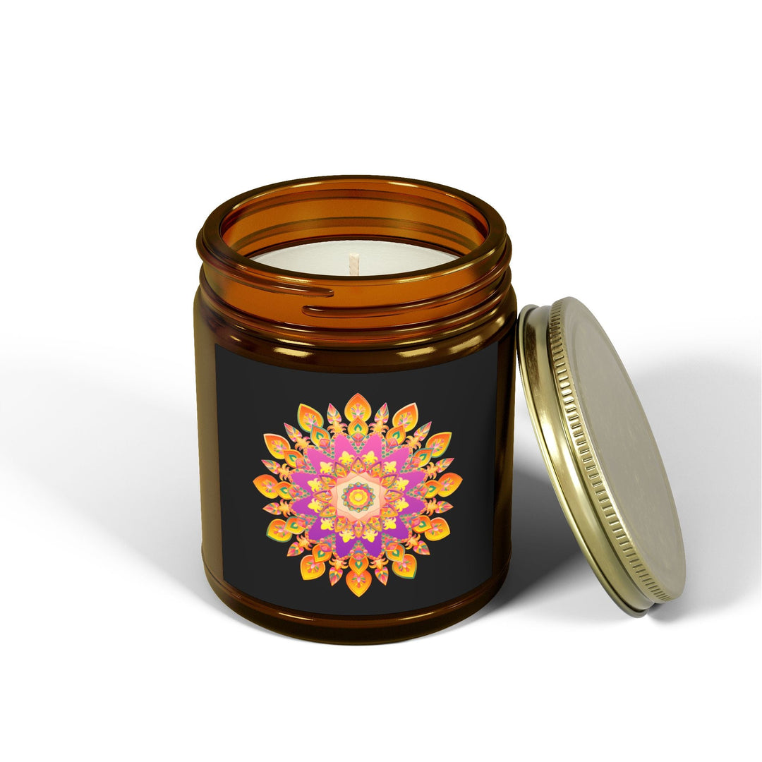 Scented Candles - Mandala Hand Drawn Design, Coconut Apricot Wax (4oz, 9oz) Home Decor - Blululi