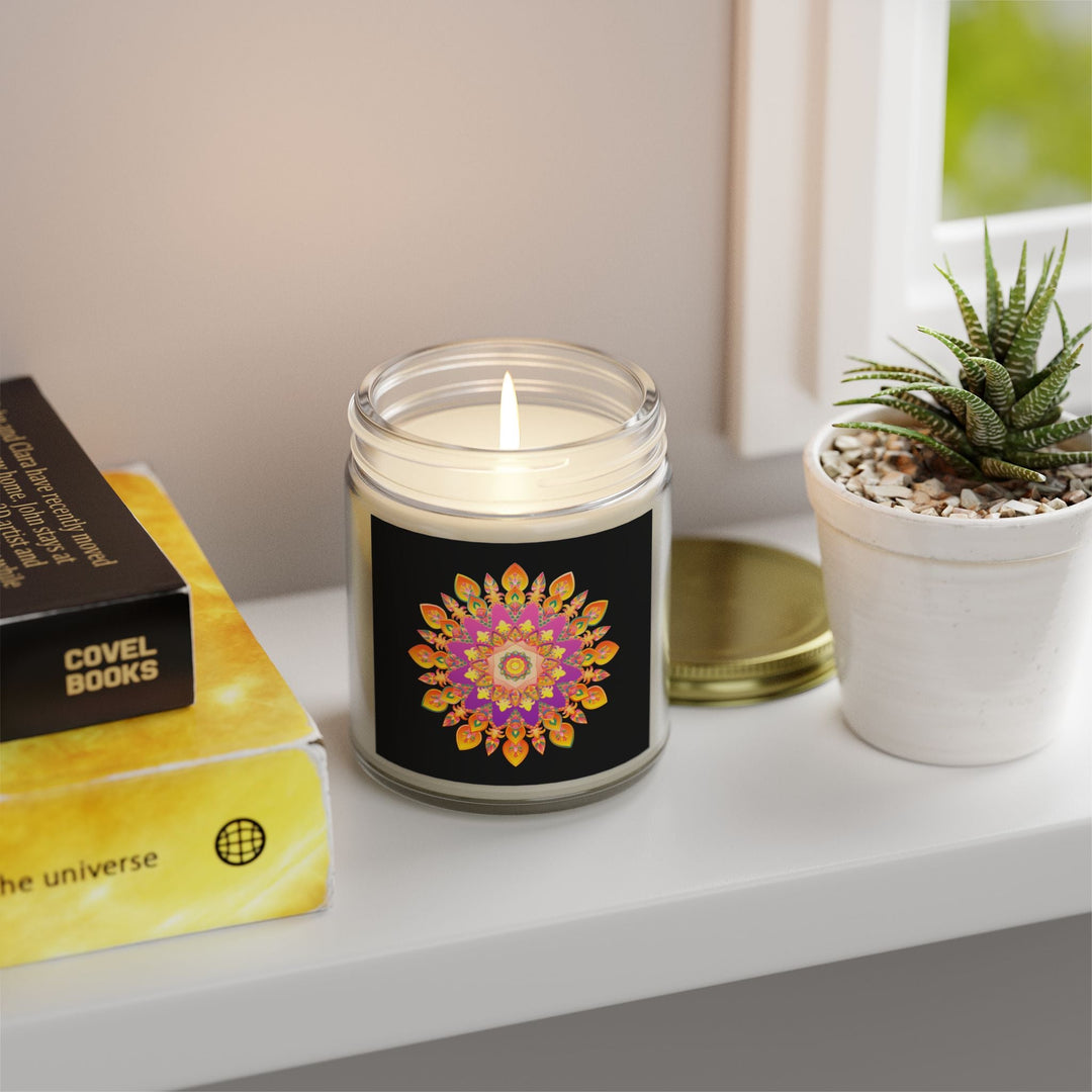 Scented Candles - Mandala Hand Drawn Design, Coconut Apricot Wax (4oz, 9oz) Home Decor - Blululi