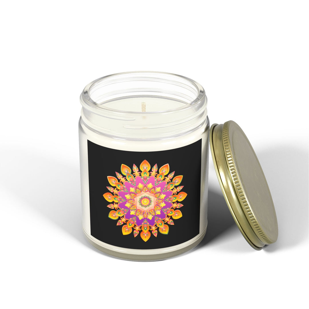 Scented Candles - Mandala Hand Drawn Design, Coconut Apricot Wax (4oz, 9oz) Home Decor - Blululi