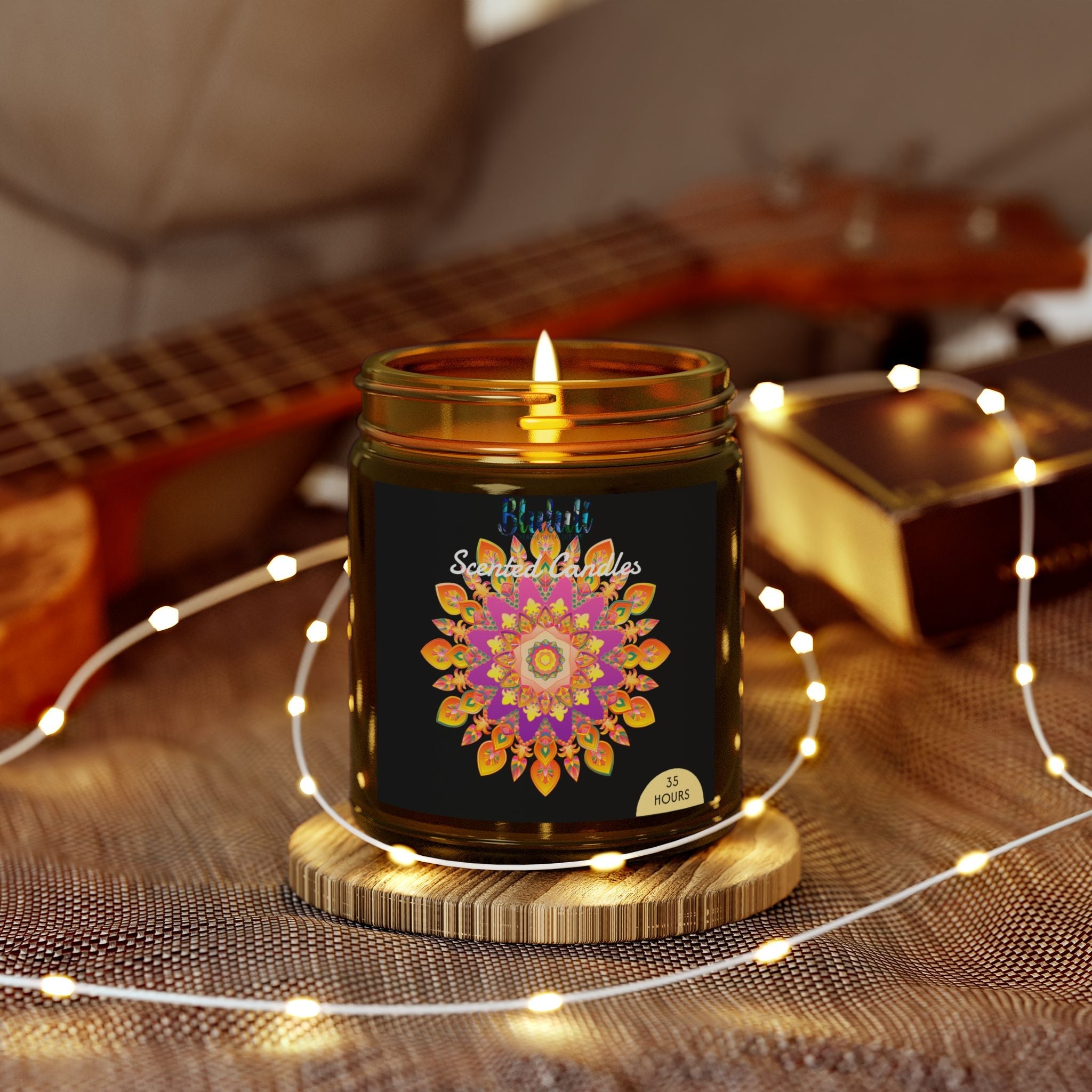 Scented Candles - Mandala Hand Drawn Design, Coconut Apricot Wax (4oz, 9oz) Home Decor - Blululi