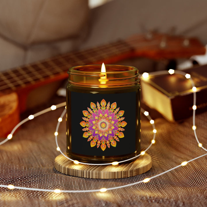 Scented Candles - Mandala Hand Drawn Design, Coconut Apricot Wax (4oz, 9oz) Home Decor - Blululi