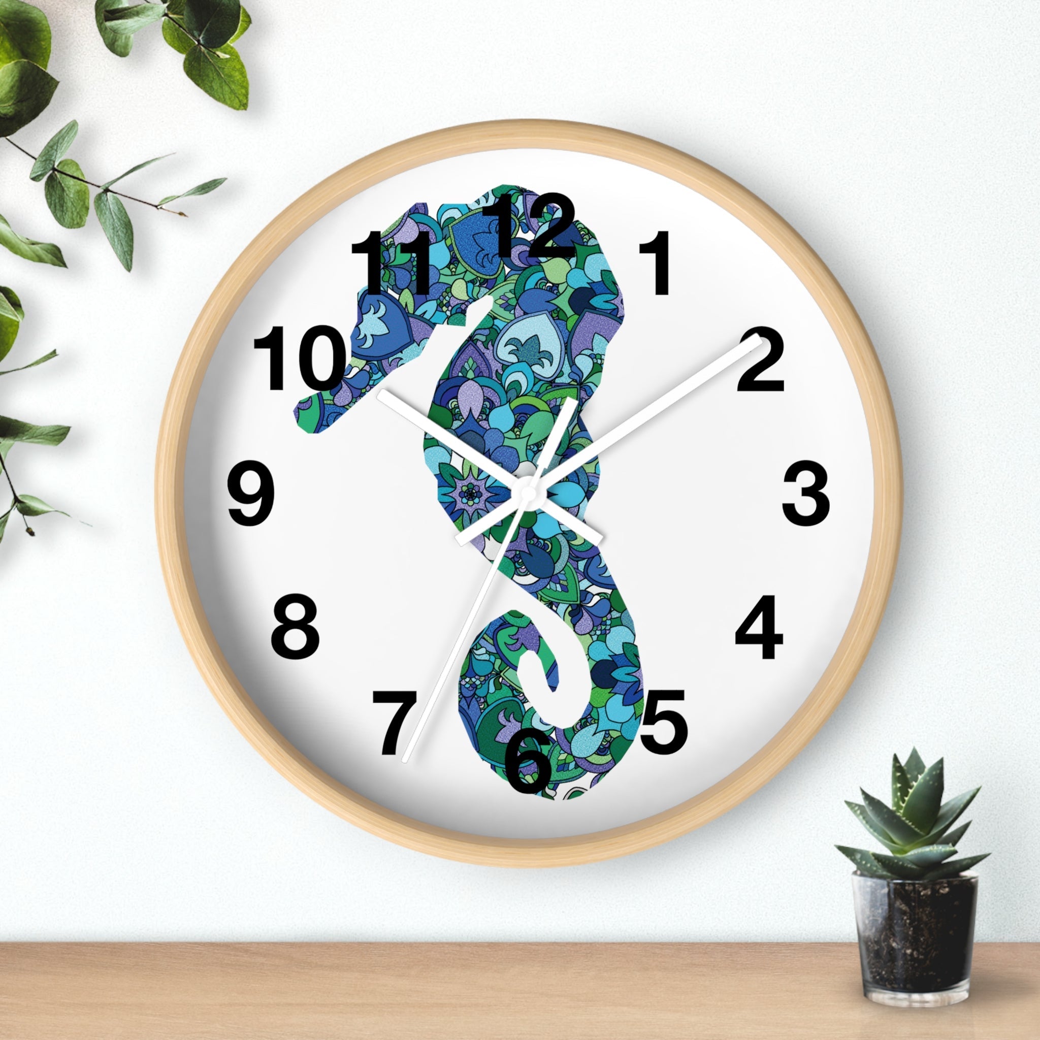 Seahorse Mandala Wall Clock Home Decor - Blululi