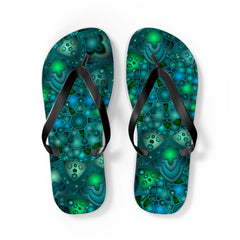Serene Blue & Green Mandala Flip Flops Shoes - Blululi
