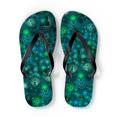 Serene Blue & Green Mandala Flip Flops Shoes - Blululi
