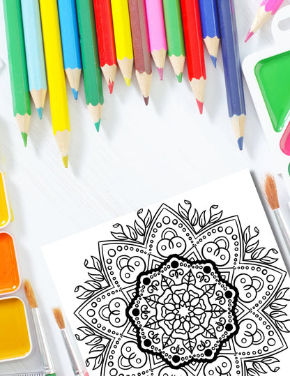 Simple Mandala Coloring Pages - 15 Hand - Drawn Designs - 8.5 x 11 inches digital download - Blululi