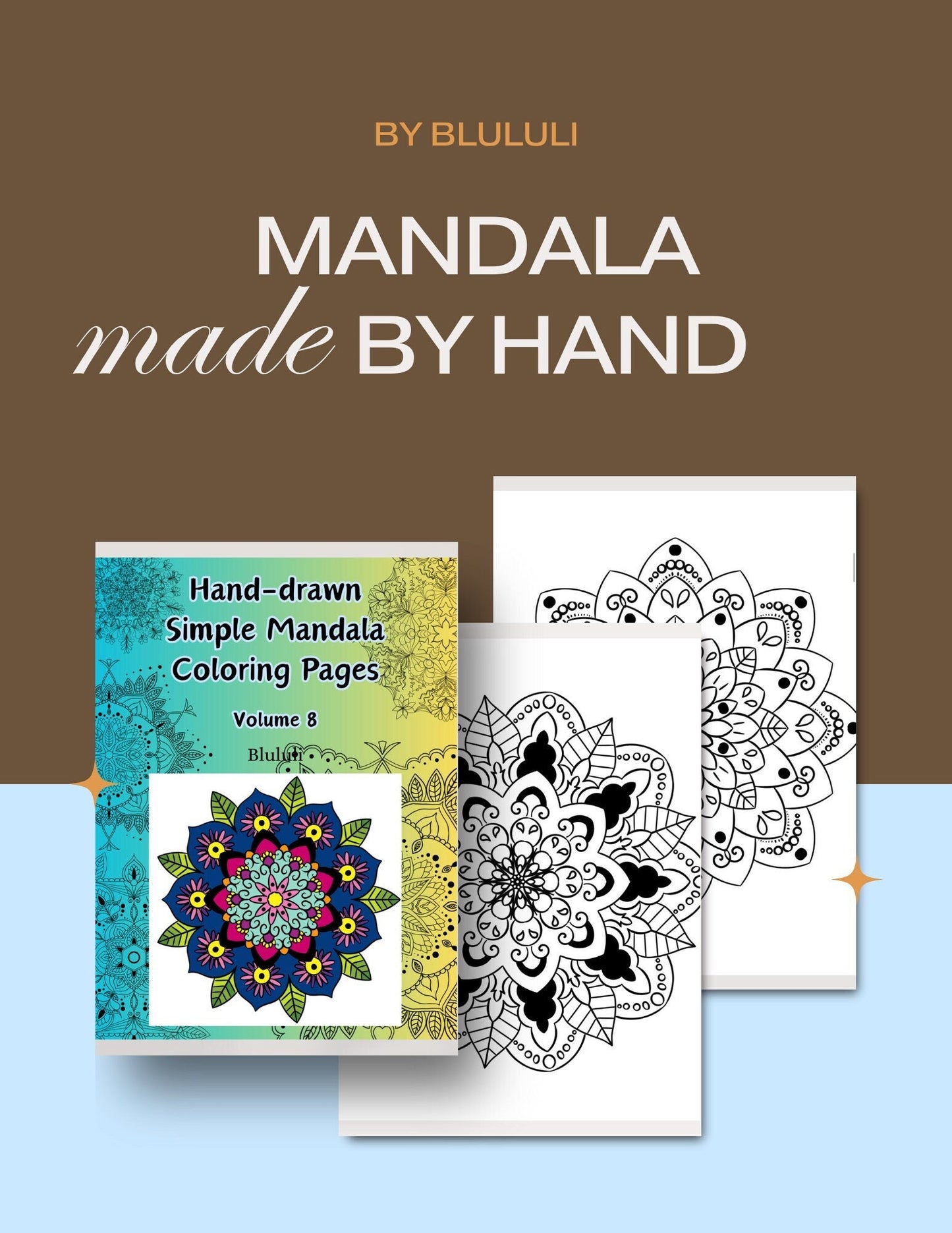 Simple Mandala Coloring Pages - 15 Hand - Drawn Designs - 8.5 x 11 inches digital download - Blululi