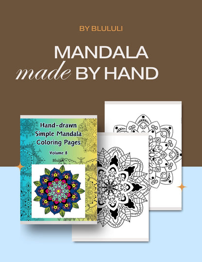 Simple Mandala Coloring Pages - 15 Hand - Drawn Designs - 8.5 x 11 inches digital download - Blululi