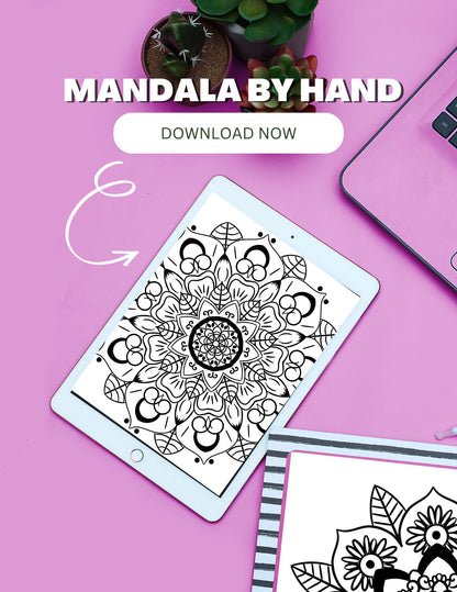 Simple Mandala Coloring Pages - 15 Hand - Drawn Designs - 8.5 x 11 inches digital download - Blululi