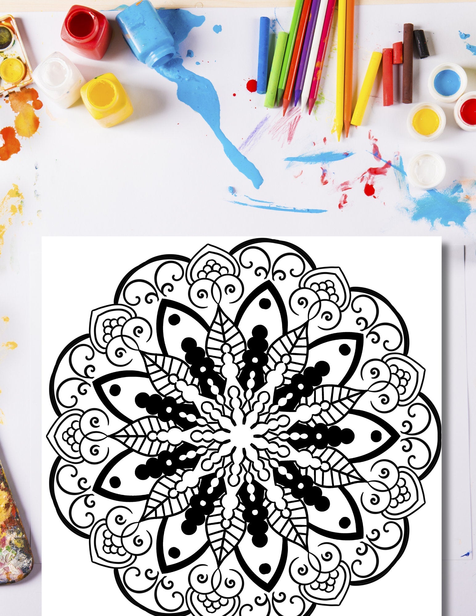 Simple Mandala Coloring Pages - 15 Hand - Drawn Designs - 8.5 x 11 inches digital download - Blululi