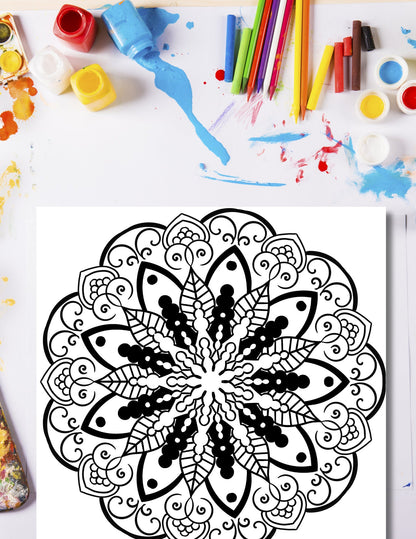 Simple Mandala Coloring Pages - 15 Hand - Drawn Designs - 8.5 x 11 inches digital download - Blululi