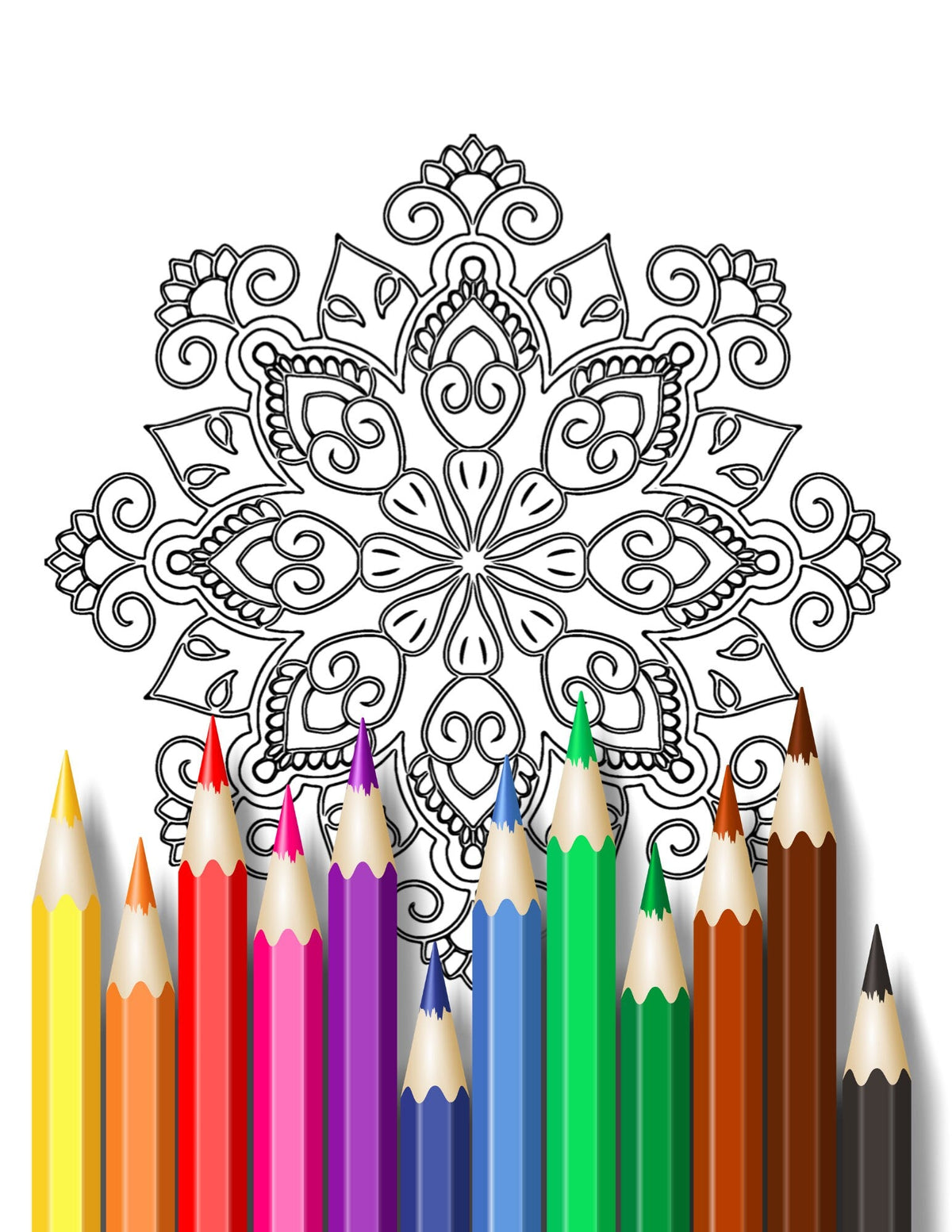 Simple Mandala Coloring Pages - Vol. 9, 15 Hand - Drawn Designs - 8.5 x 11 inches digital download - Blululi