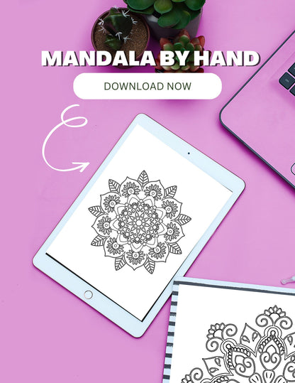 Simple Mandala Coloring Pages - Vol. 9, 15 Hand - Drawn Designs - 8.5 x 11 inches digital download - Blululi