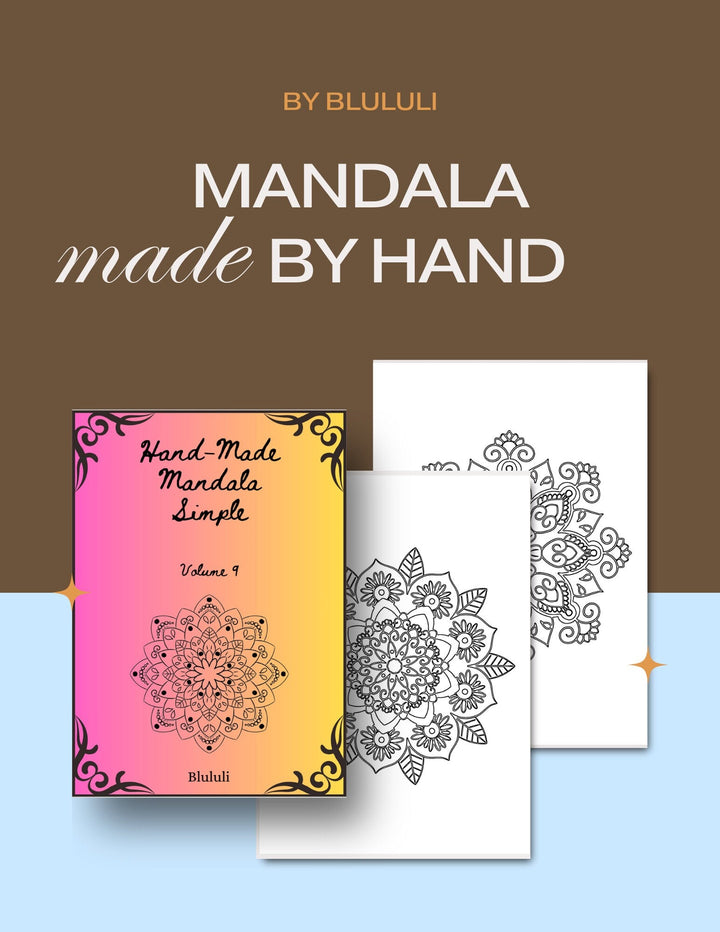 Simple Mandala Coloring Pages - Vol. 9, 15 Hand - Drawn Designs - 8.5 x 11 inches digital download - Blululi