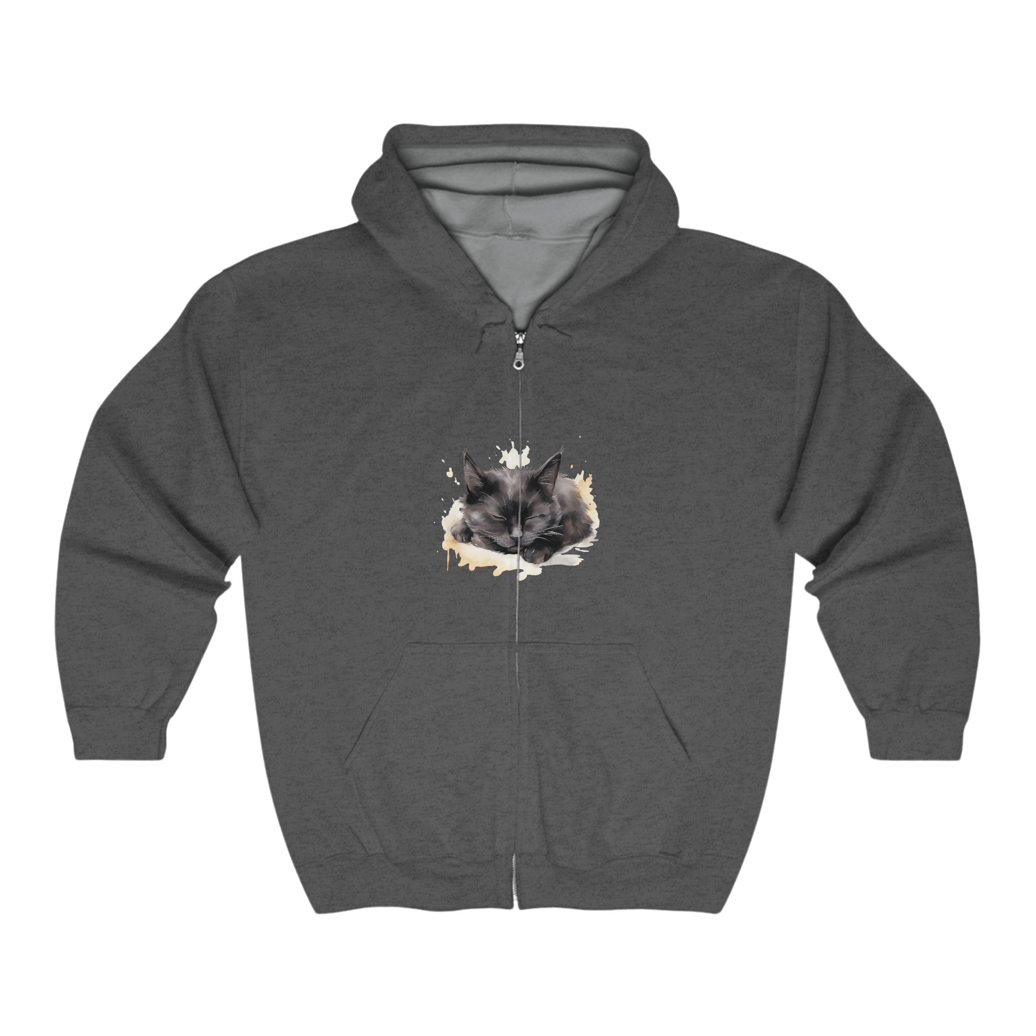 Sleeping Black Cat Watercolor Hoodie Hoodie - Blululi