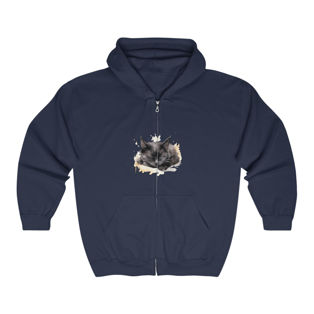 Sleeping Black Cat Watercolor Hoodie Hoodie - Blululi